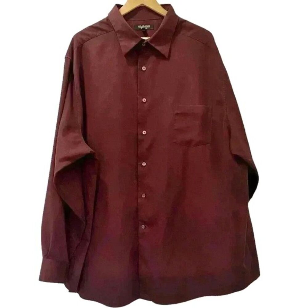 Murano EasyCare Button Up Maroon Mens Shirt Size 3X Big
